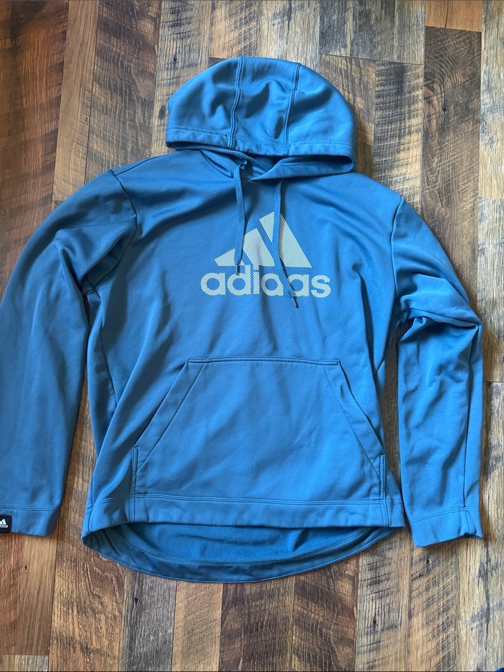 adidas Men's Teal Blue Logo Hoodie